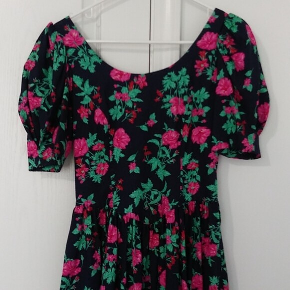 Laura Ashley Vintage Floral Fit & Flare Maxi Dress, Navy/Pink/Green, Size 8 - Picture 2 of 10